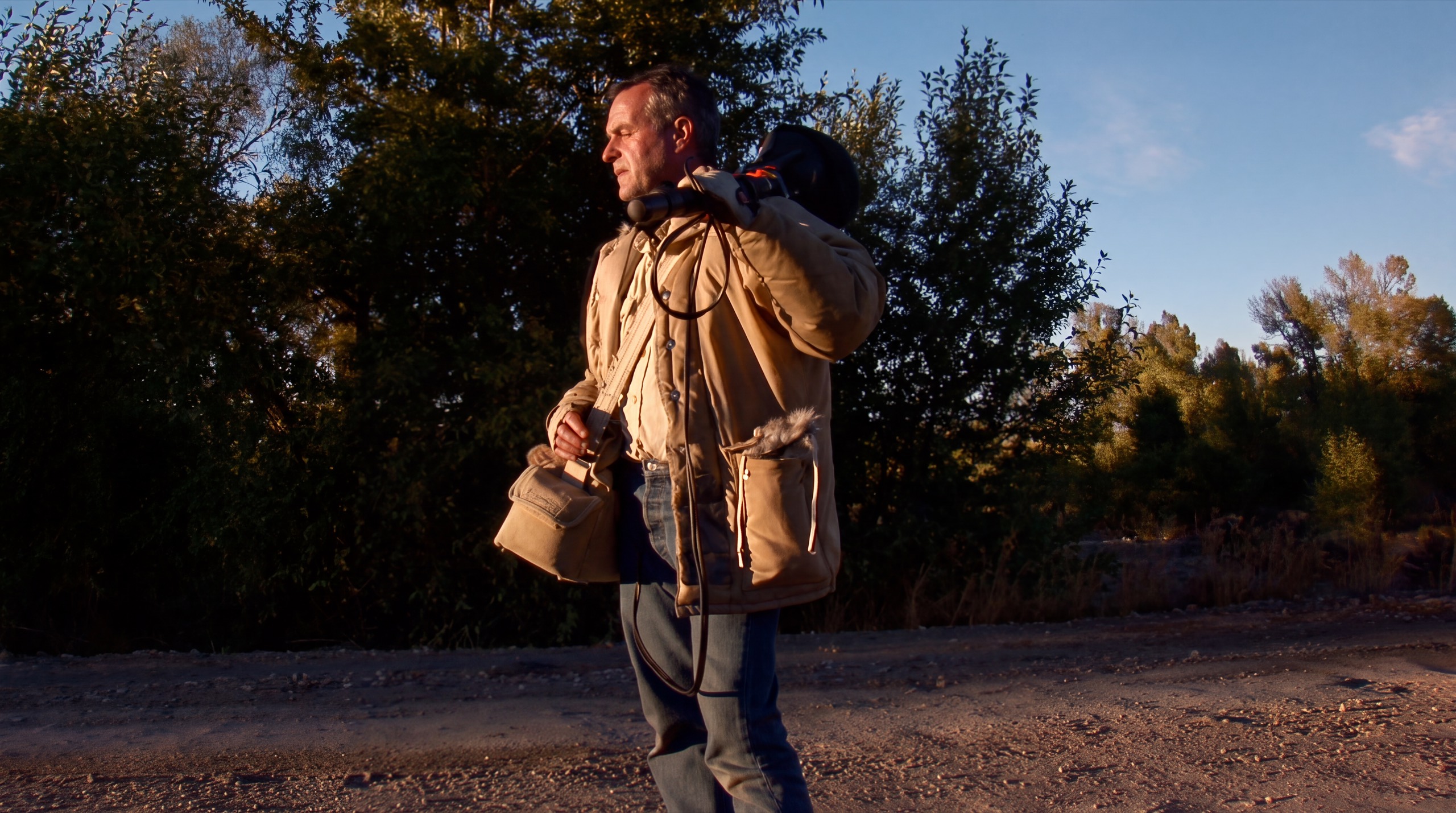 Gordon Hempton listening to the rustle of leaves in Montana.